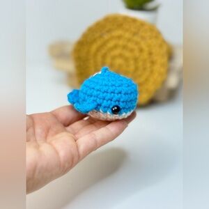 Handcrafted Blue Crochet Whale Keychain